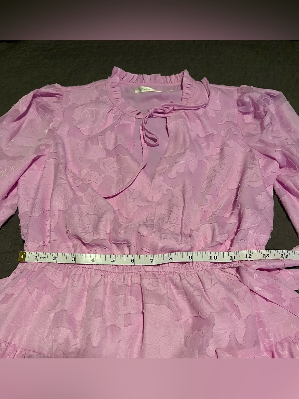 Eliza J Pink Floral Ruffle Tiered Long Sleeve Dress Size 4P Petite - Picture 9 of 11